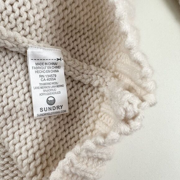 Sundry Stars Loose Knit Vanilla White Wool Blend Sweater Womens Sz 1 / S - Picture 5 of 9